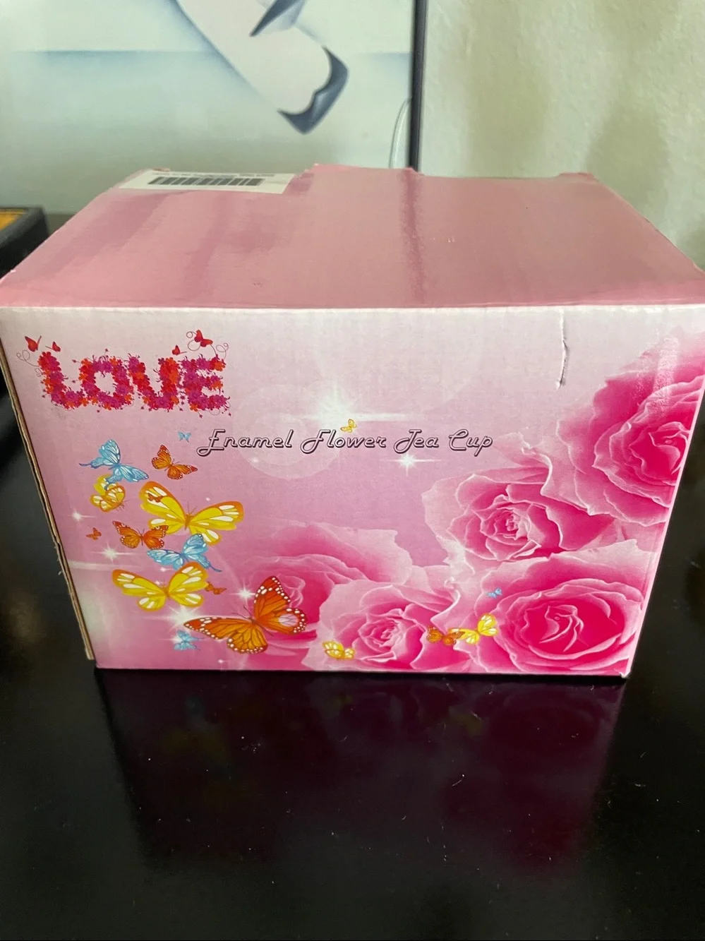Love Enamel Flower Tea Cup With Steel Spoon New in box